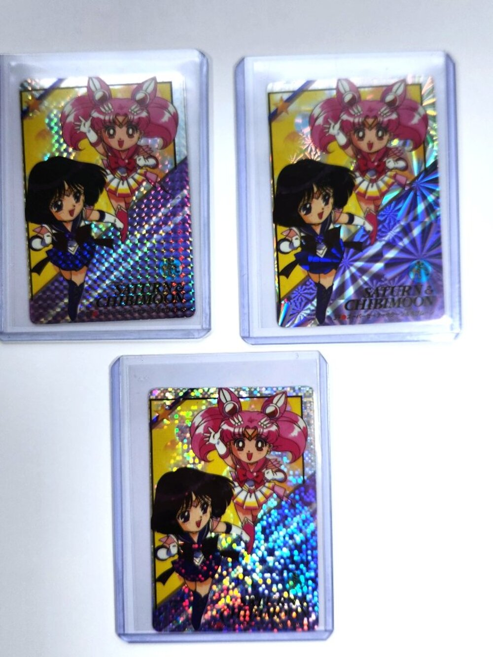 Sailor Moon Carddass 39 Saturn Chibimoon Prism 3 Variant Lot Vintage 1996 Bandai